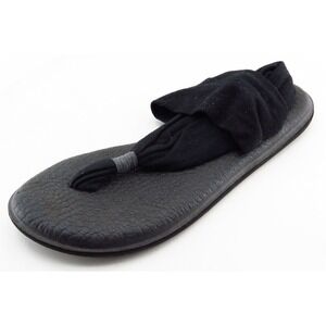 Sanuk Size 7 M Black Slingback Fabric Women Sandal Shoes